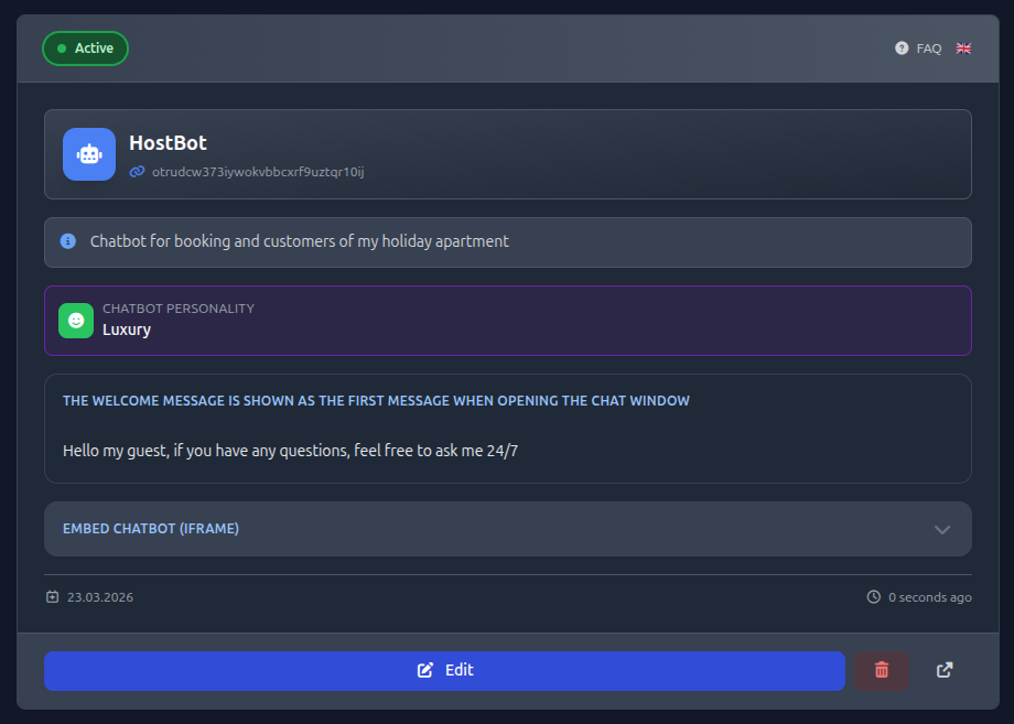 NeoMatX chatbot onboarding steps