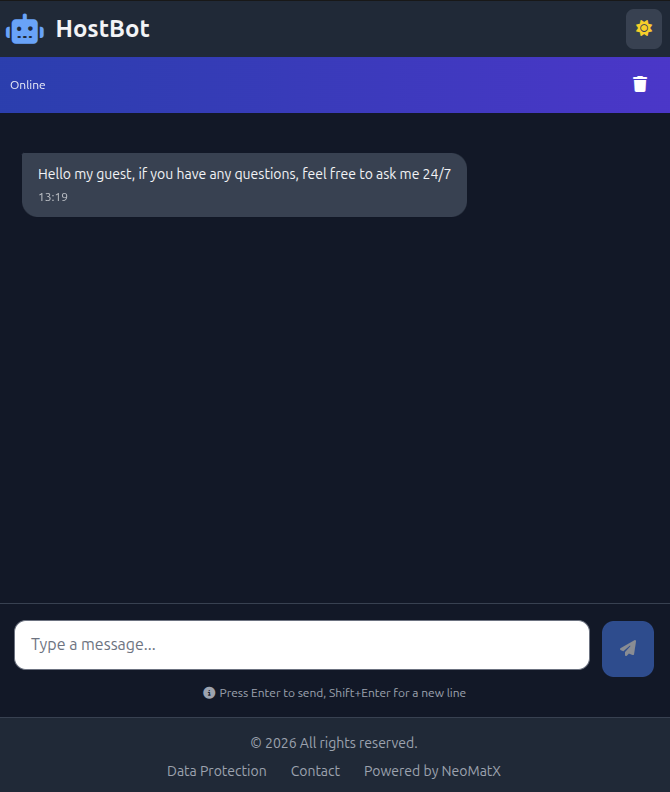 NeoMatX chatbot onboarding steps