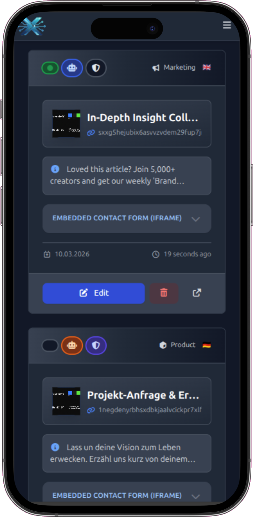 Screenshot 2 von KI Kontaktformular